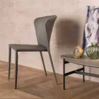 Moderner Wohnstuhl, komplett mit Kunstleder bezogen, Accadia, 4 Stück Viadurini