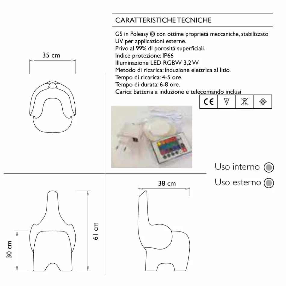 Leuchtender Kinderstuhl, wiederaufladbare RGBW-LED, 2 Stück - Tino von Myyour Viadurini