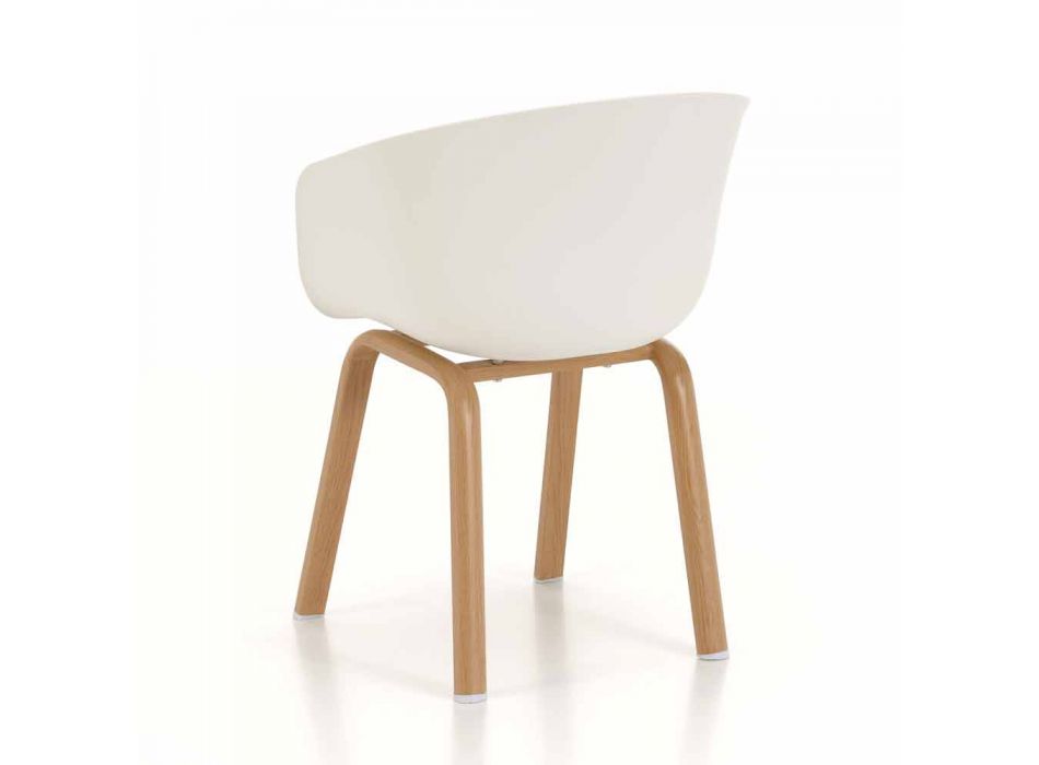 Moderner Stuhl mit Sitz aus Polypropylen und Metallbeinen, 4 Stück - Wolfsbarsch Viadurini