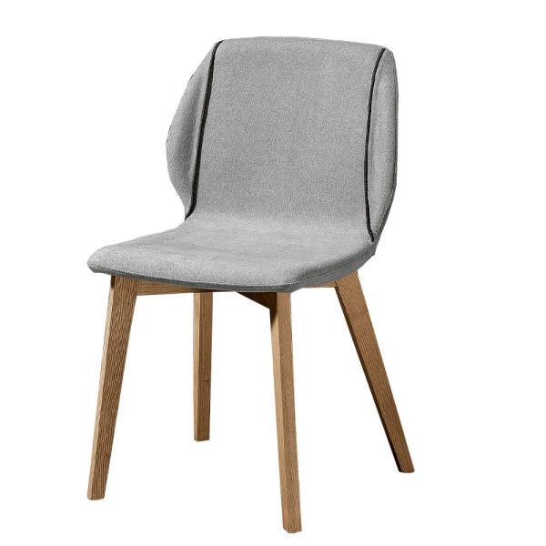 Moderner stuhl mit elegantem design aus stoff mit rand und holz – scarat