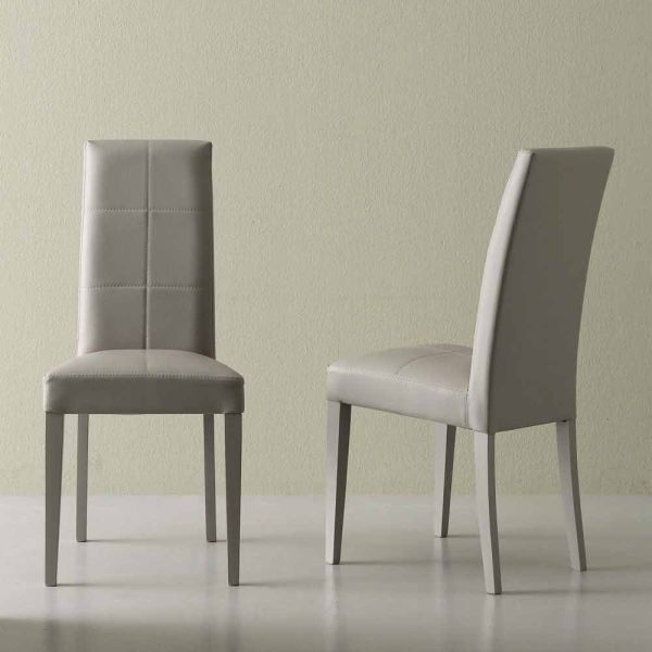 Moderner stuhl aus kunstleder grau linear