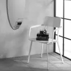 Moderner Holzstuhl mit lackierter Metallstruktur, 4 Stück - Habibi Viadurini