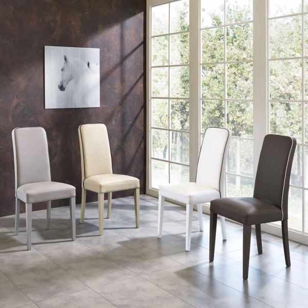 Modernes design esstisch aus buchenholz und kunstleder 4 stück - fanny