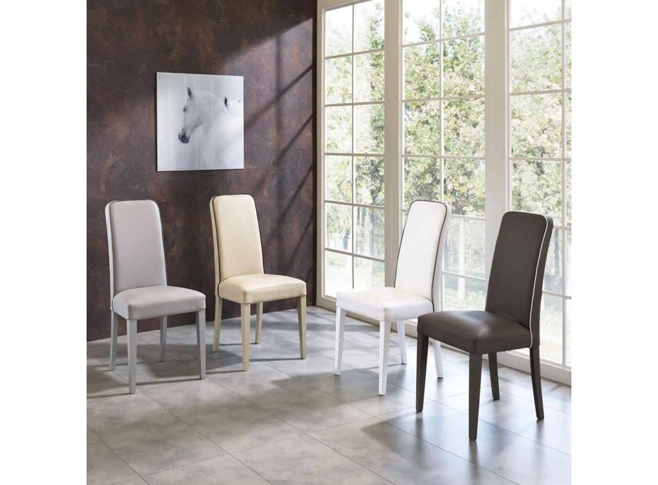 Moderner Stuhl aus Buchenholz und Kunstleder Fanny, 4 pz Viadurini