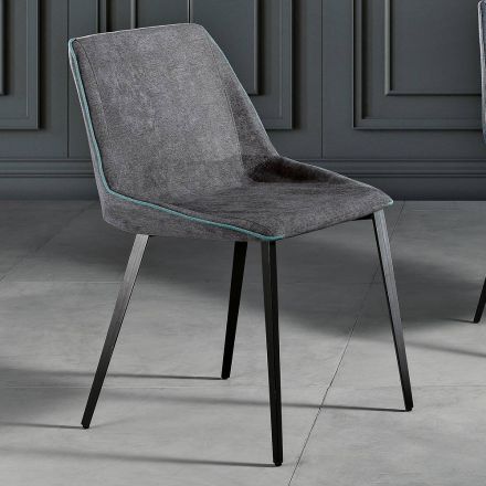 Moderner Stuhl aus Stoff und dreieckigen Beinen, hergestellt in Italien, Oriella Viadurini