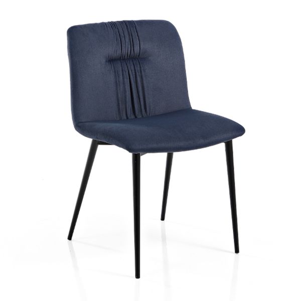 Monocoque-stuhl im design aus farbigem stoff und schwarzem metall – florinda