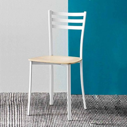 Moderner Küchenstuhl aus Weißmetall und Buchenholz Made in Italy - Ace Viadurini