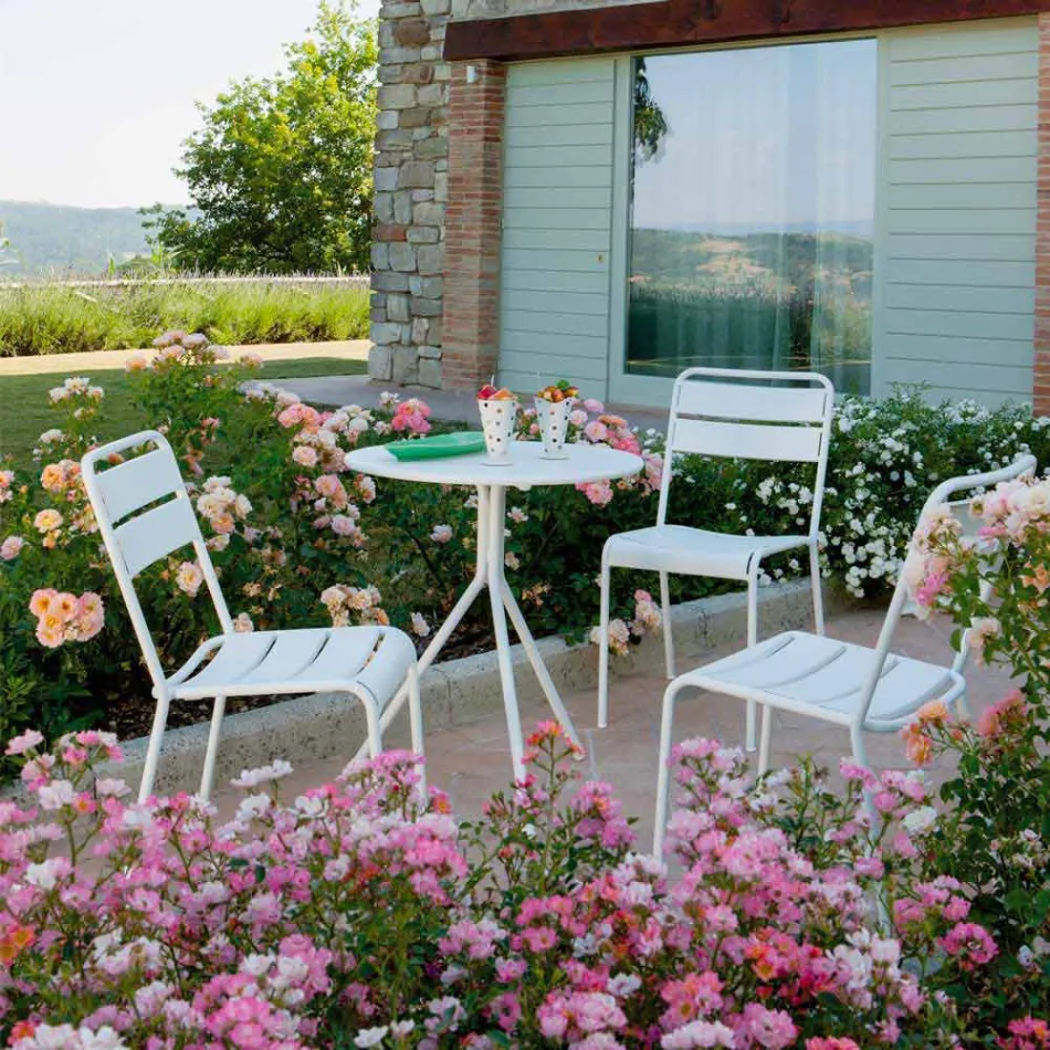 Stapelbarer Outdoor Stuhl pulverbeschichtet Made in Italy, 4 Stück - Amina Viadurini