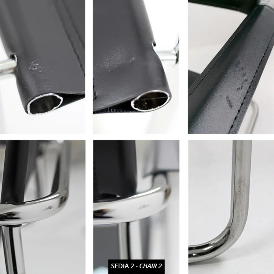 Konferenzraum- oder Besprechungsraumstuhl aus schwarzem Leder und Metall – Cirillo1/2 Viadurini