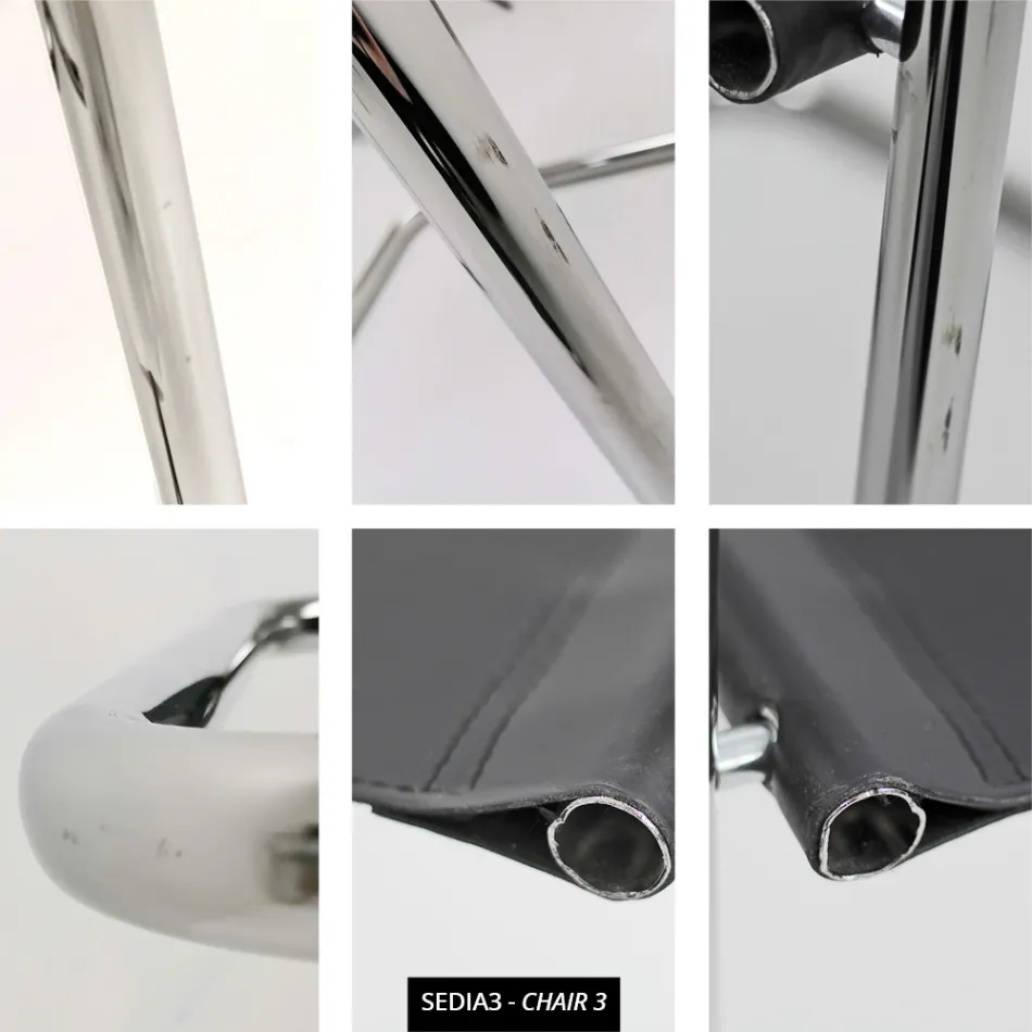 Konferenzraum- oder Besprechungsraumstuhl aus schwarzem Leder und Metall – Cirillo3/4 Viadurini