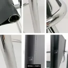 Konferenzraum- oder Besprechungsraumstuhl aus schwarzem Leder und Metall – Cirillo3/4 Viadurini