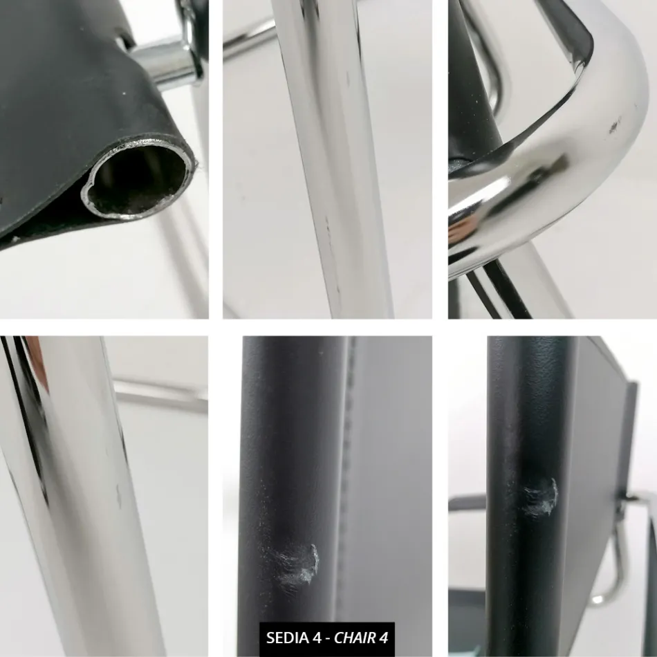 Konferenzraum- oder Besprechungsraumstuhl aus schwarzem Leder und Metall – Cirillo3/4 Viadurini