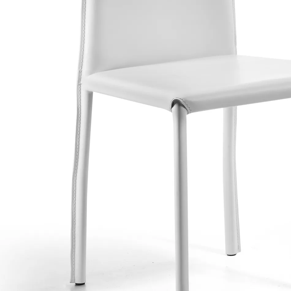 Designer-Esszimmerstuhl mit Lederbezug, hergestellt in Italien – Sissy Viadurini