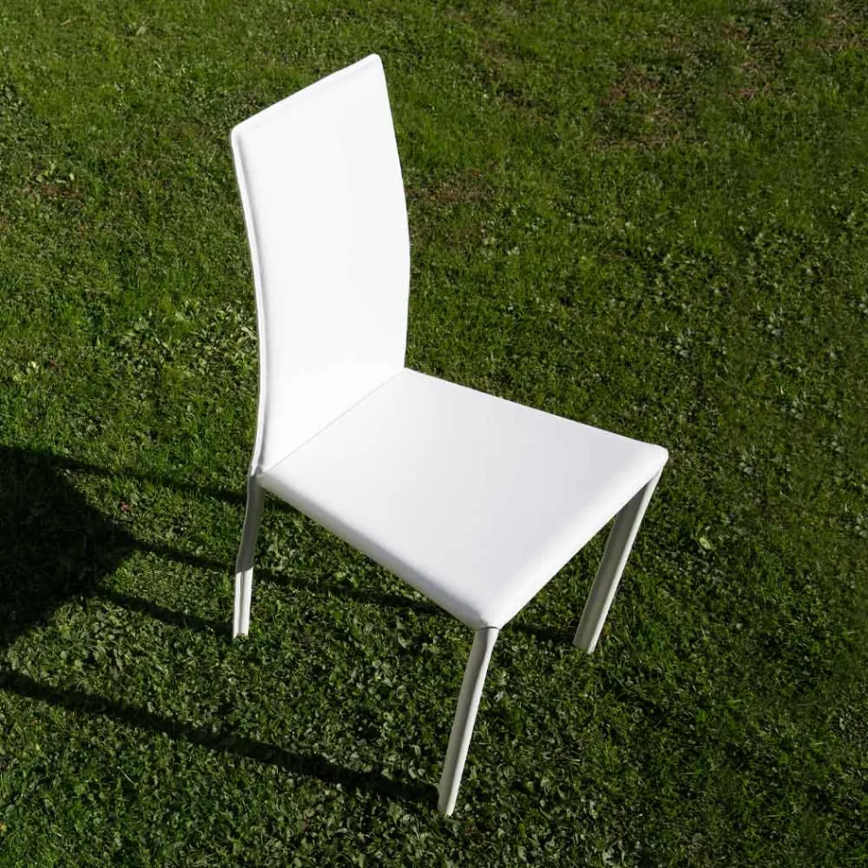 Designer-Esszimmerstuhl mit Lederbezug, hergestellt in Italien – Sissy Viadurini