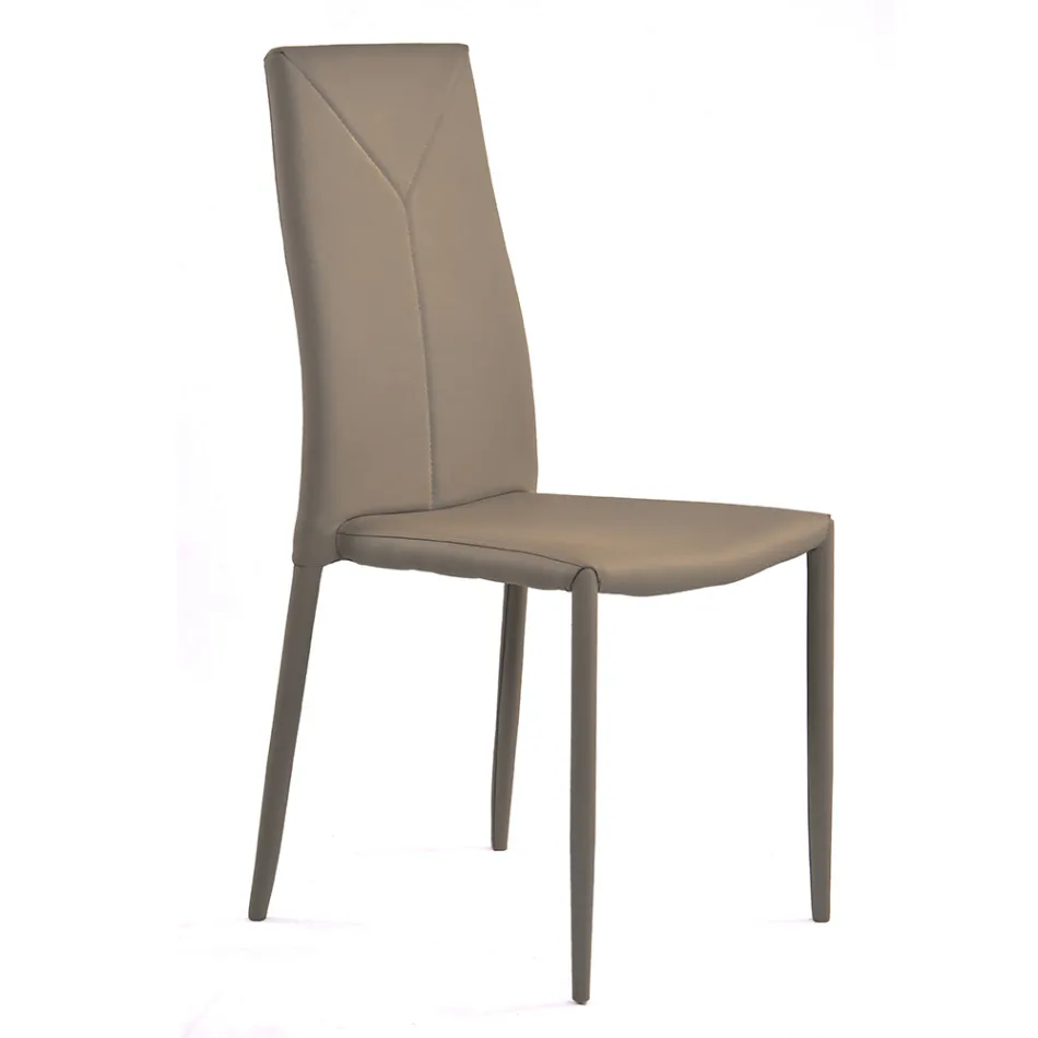 4-teiliger stapelbarer Esszimmerstuhl aus Kunstleder - Sibirien Viadurini