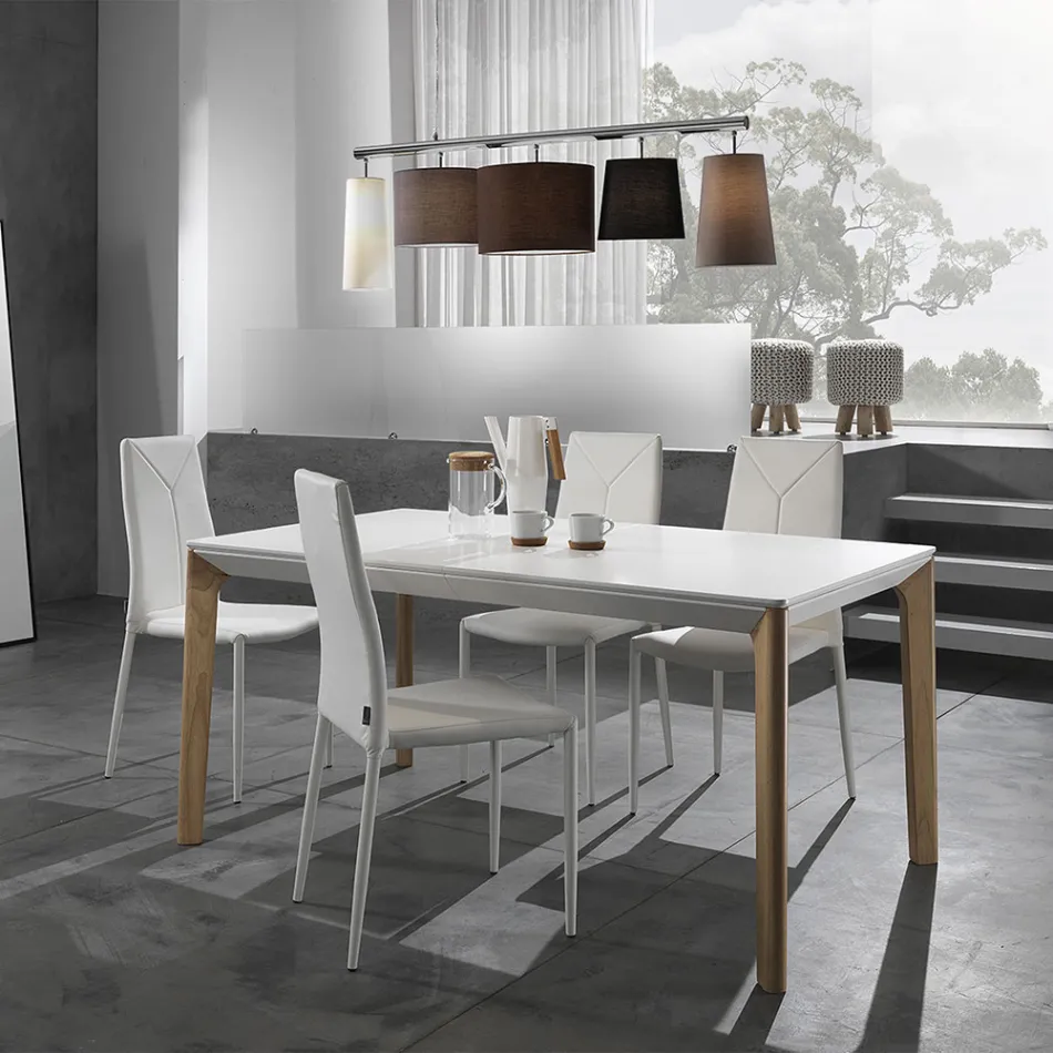 4-teiliger stapelbarer Esszimmerstuhl aus Kunstleder - Sibirien Viadurini