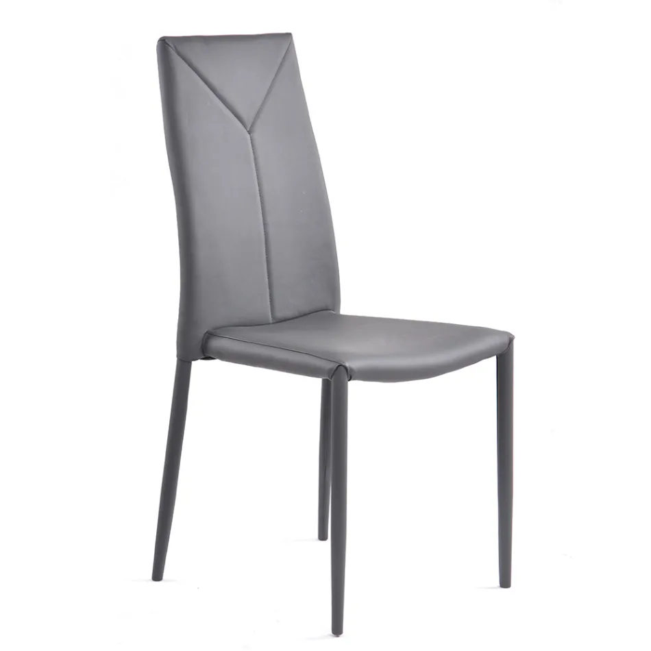 4-teiliger stapelbarer Esszimmerstuhl aus Kunstleder - Sibirien Viadurini