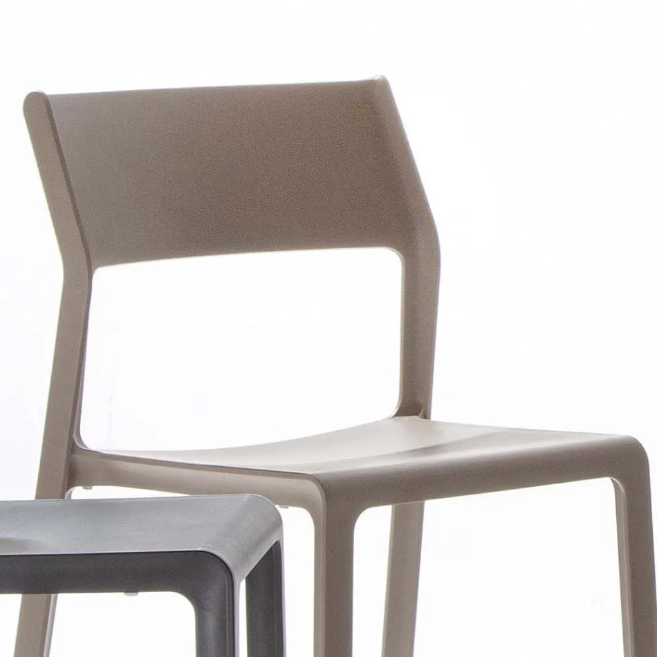 Stapelbarer Esszimmerstuhl aus farbigem Polypropylen, 4 Stück - Abelia Viadurini