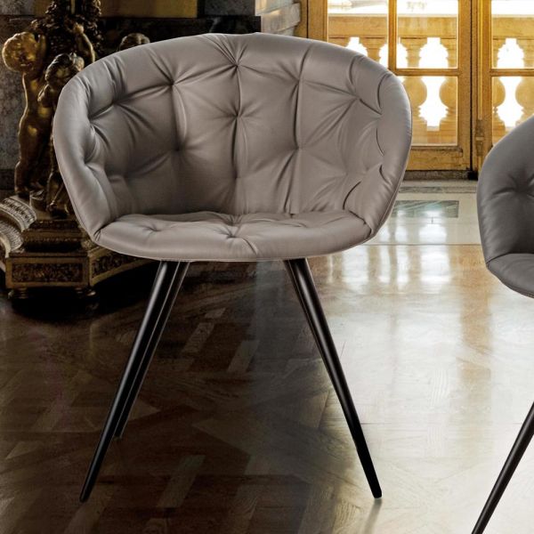 Esszimmerstuhl aus ecoleather mit beinen aus schwarz lackiertem metall - ezio