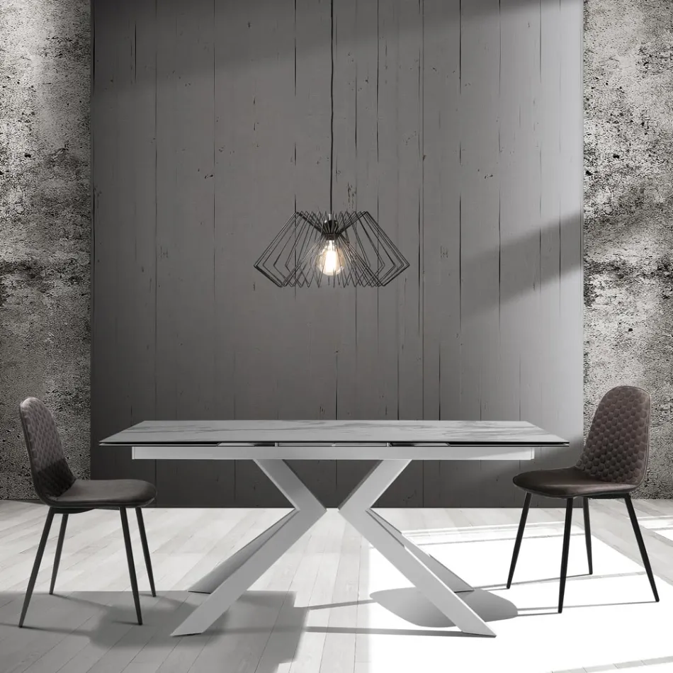 Esszimmerstuhl aus Mikrofaser und mattschwarzem Metall 4-teilig - Jake Viadurini