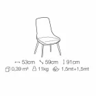 Stoff Esszimmerstuhl mit Holzsockel Made in Italy - Kokosnuss Viadurini