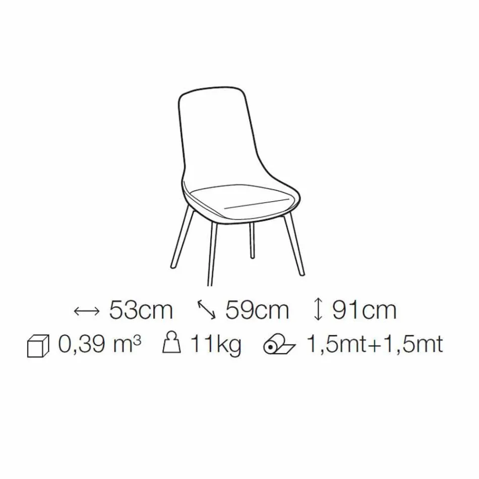 Stoff Esszimmerstuhl mit Holzsockel Made in Italy - Kokosnuss Viadurini