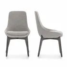 Stoff Esszimmerstuhl mit Holzsockel Made in Italy - Kokosnuss Viadurini