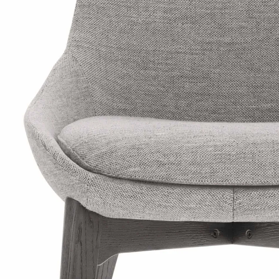 Stoff Esszimmerstuhl mit Holzsockel Made in Italy - Kokosnuss Viadurini