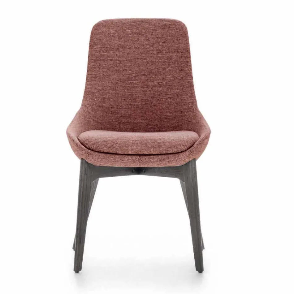 Stoff Esszimmerstuhl mit Holzsockel Made in Italy - Kokosnuss Viadurini