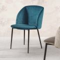 Esszimmerstuhl aus Samt mit schwarzen Metallbeinen, 4 Stück - Hanna