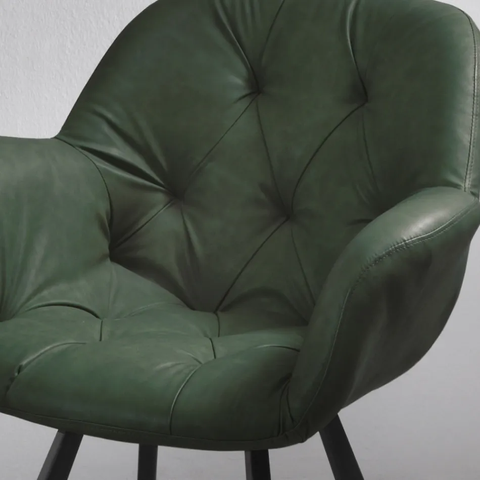 Esszimmerstuhl aus Kunstleder Metallstruktur 2 Stück - Delpiero Viadurini