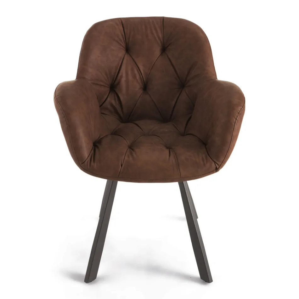 Esszimmerstuhl aus Kunstleder Metallstruktur 2 Stück - Delpiero Viadurini