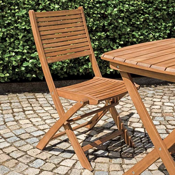Klappbarer gartenstuhl aus akazienholz mit optionalen armlehnen - fontana