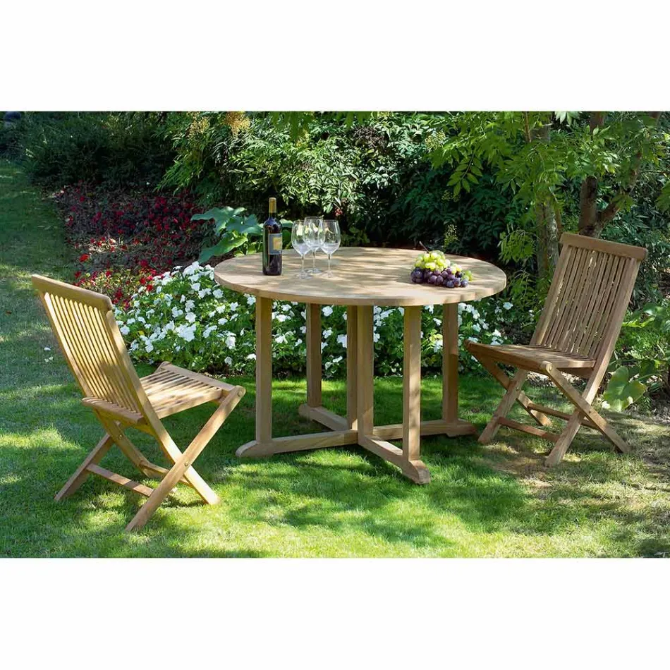 Klappbarer Gartenstuhl aus natürlichem Teak - Yggdrasil Viadurini