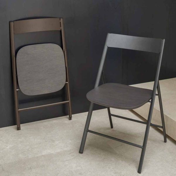Klappstuhl aus metall und eichenholz 2 stück made in italy - roberta