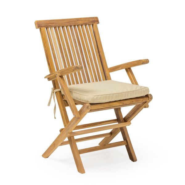 Outdoor-klappstuhl aus teakholz mit armlehnen – yggdrasil