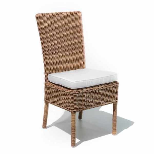 Esszimmerstuhl im freien aus gewebtem synthetischem rattan und stoff, 2 stück - yves