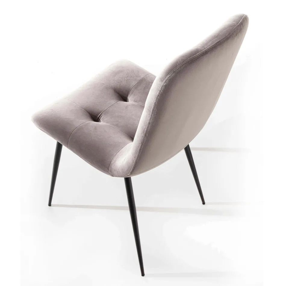 Fleckenresistenter, samtgepolsterter Esszimmerstuhl, 4 Stück - Kylie Viadurini