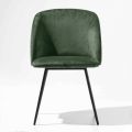 Stuhl aus Samt mit Sockel aus schwarz lackiertem Metall, 2 Stück - Havanna