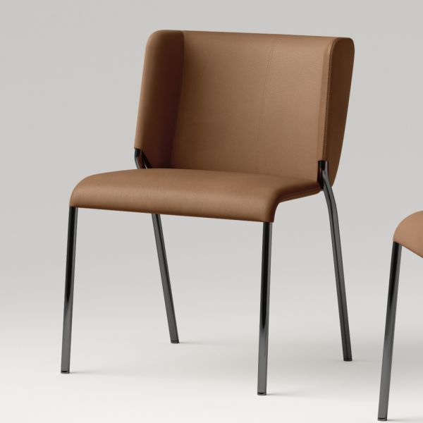 Esszimmerstuhl mit sitz aus leder made in italy - giulia