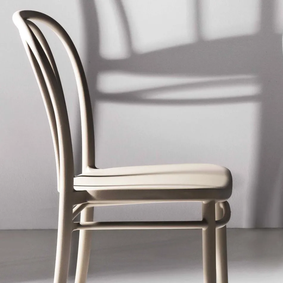 Esszimmerstuhl aus Polypropylen Stapelbar Bis zu 10 Einheiten, 4 Stück - Gaya Viadurini