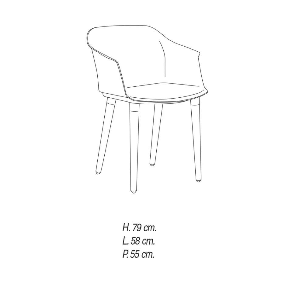 Wohnzimmerstuhl aus Holz und Polypropylen Made in Italy, 4 Stück - Marbella Viadurini