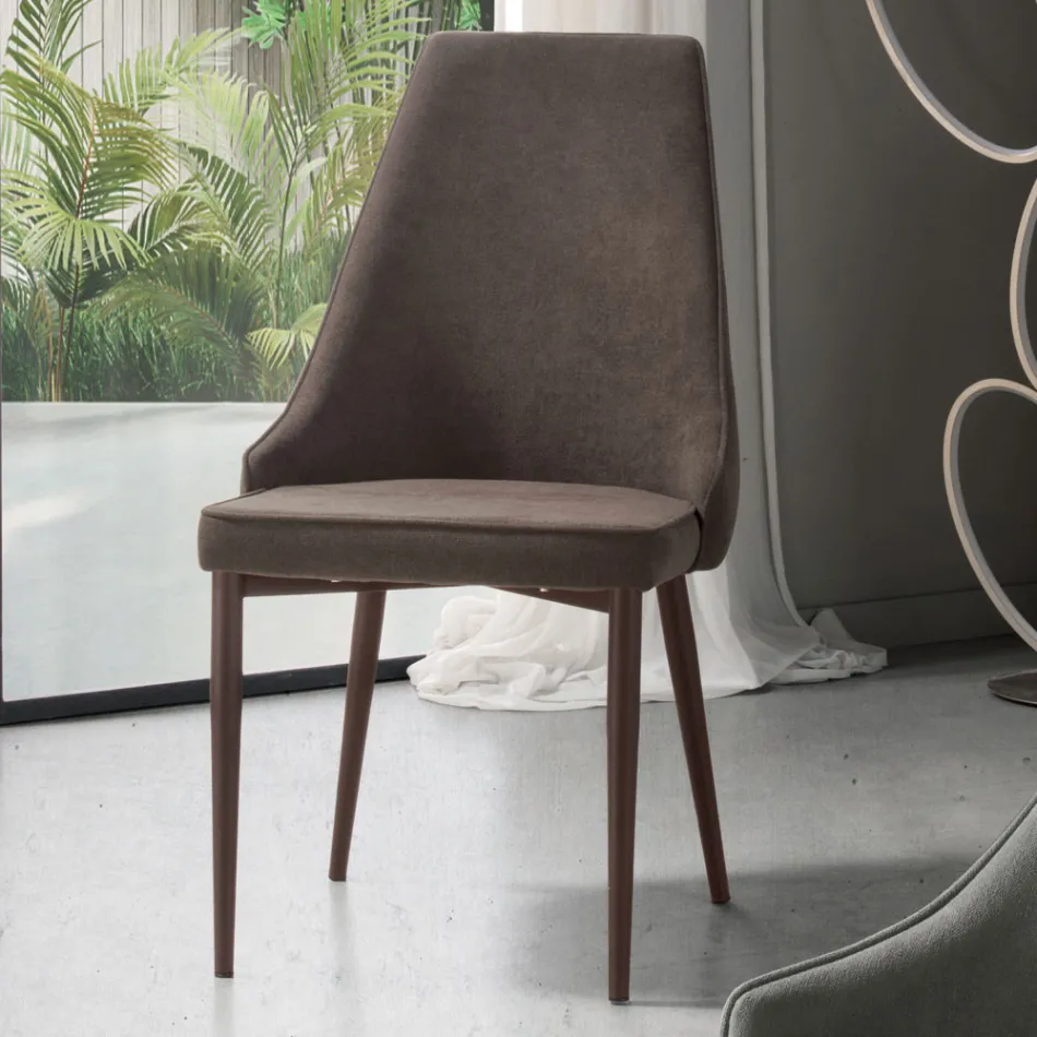 Wohnzimmerstuhl aus Stoff mit geformtem und gepolstertem Sitz 4 Stück - Isaak Viadurini