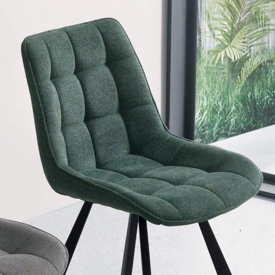 Wohnzimmerstuhl aus 4-teiligem, kariertem, gemustertem Polsterstoff - Raggia Viadurini