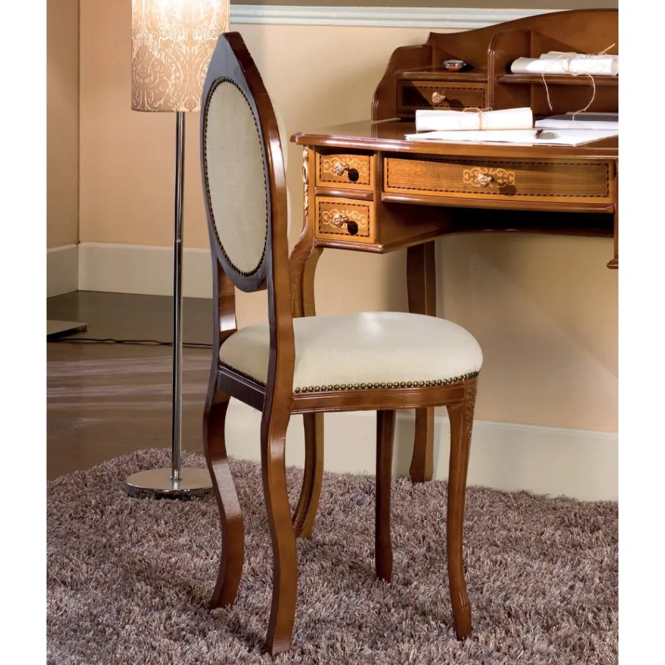 Stuhl im klassischen Stil aus gepolstertem Nussbaumholz Made in Italy - Elegant Viadurini