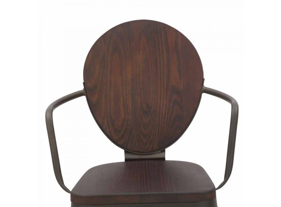 Stuhl im Industriestil mit modernem Design aus Eisen und Holz, 2-teilig - Delia Viadurini