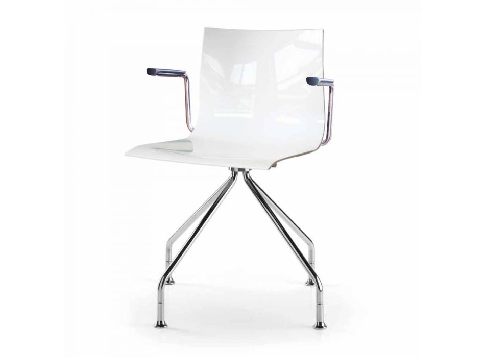 Bürostuhl mit Armlehnen aus Stahl und farbigem recyceltem Sitzdesign - Verenza