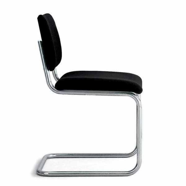 Bürostuhl aus leder mit struktur aus verchromtem stahl made in italy - octant