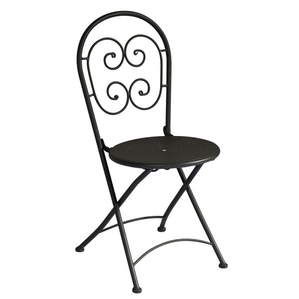 Klappbarer outdoor-stuhl aus anthrazitgrauem eisen 2 stück - baccard