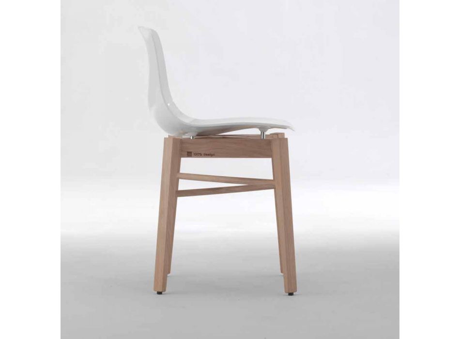 Modernes Design 2-teilige Stühle aus Eichenholz und weißem Kunststoff - Langustine Viadurini